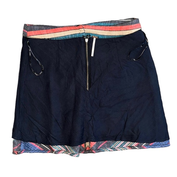 Free People Yours Truly Vintage Red Chevron Stripe Western Linen Mini Skirt 0 XS - Picture 8 of 14